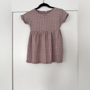 Pouf Baby Girls Short Sleeve Grid Dress Pink and White Size 2